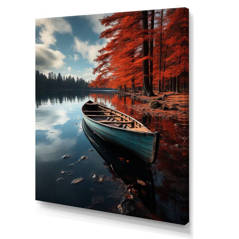 Designart "Canada Autumn Canoe" Canada Canvas Prints Bed Bath